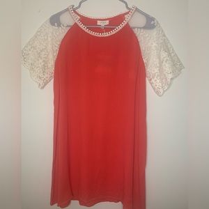 UMGEE CORAL & LACE TUNIC TOP BLOUSE Size Size S
